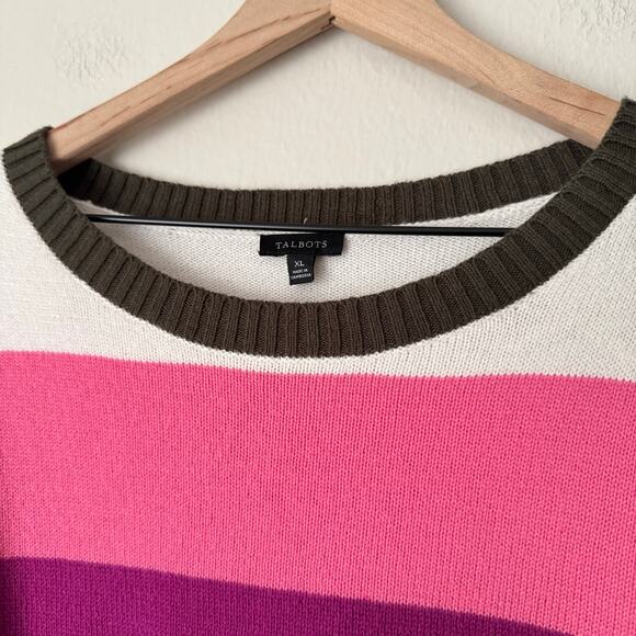 Talbots Womens Multicolor Striped Sweater Pullover Longsleeve Soft Top Size XL - Picture 2 of 11